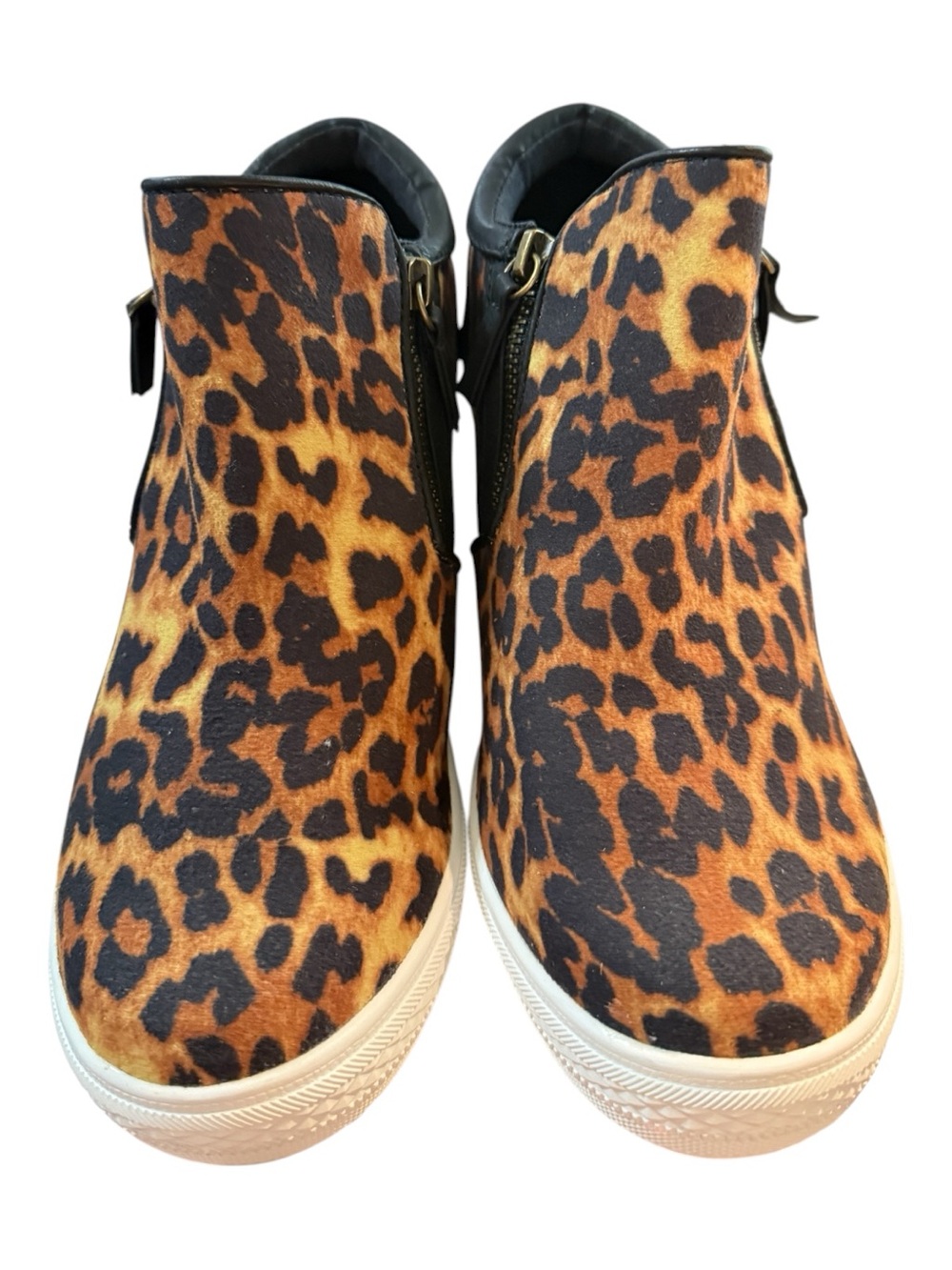Not Rated Leopard Print Sneaker Wedge Booties Women’s Size 10 NWOB
